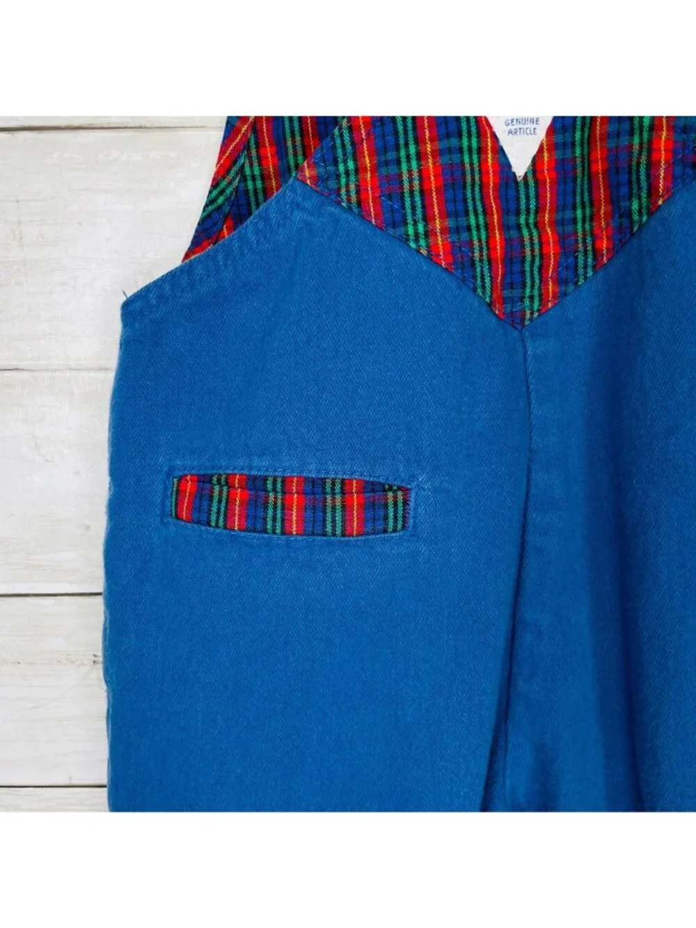 Vintage OshKosh Plaid Vest Elastic Suspender Overalls Romper Outfit 3T